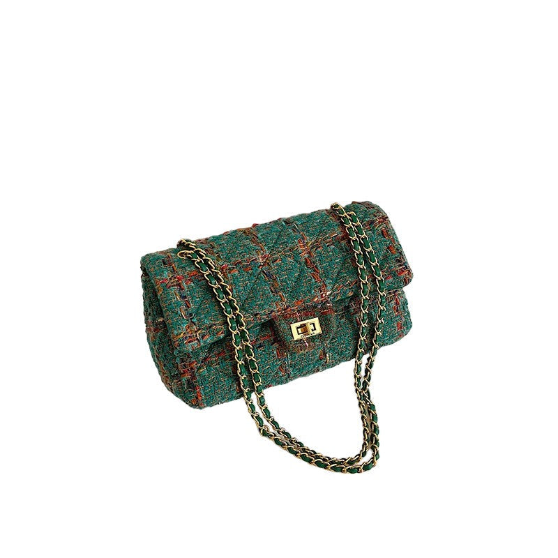 Grand Sac Cartable En Tweed Harris Vert Menthe à Carreaux - Fait Main, Bandoulière, Poches Zippées - Marque Islander