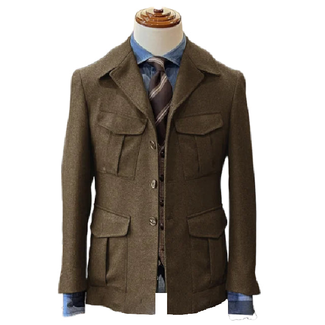 Manteau Asymétrique En Tweed Marron Et Vert SOIA & KYO Avec Coudières - Taille XS